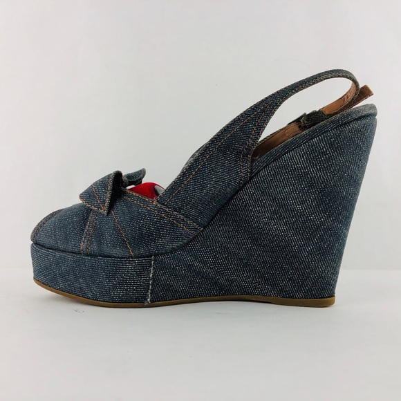 👋🏾SOLD👋🏾authentic ALAÏA blue demim wrapped platform wedges - Picture 5 of 8